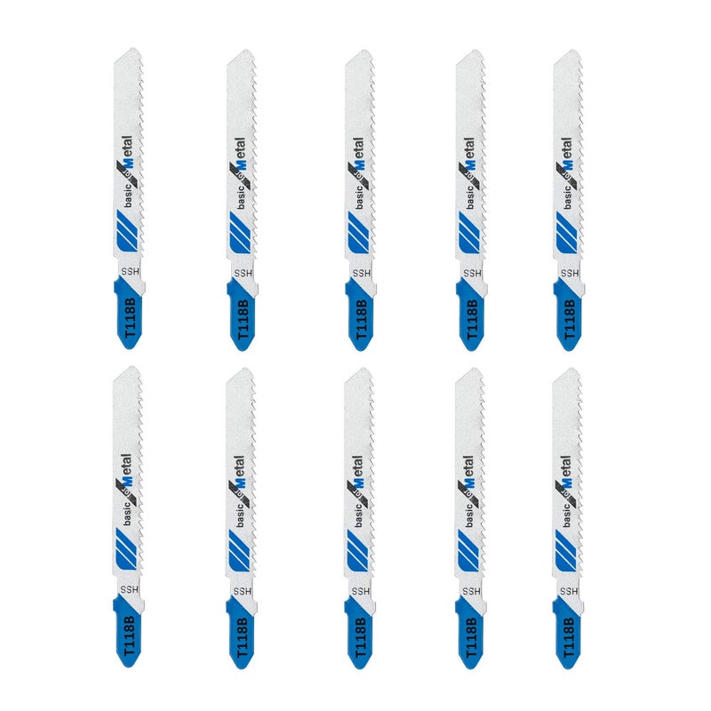 TAROSE 10-Piece T118B 3 Inch 12 TPI Assorted T-Shank Jig Saw Blades Set for Cutting Metal - Image 1